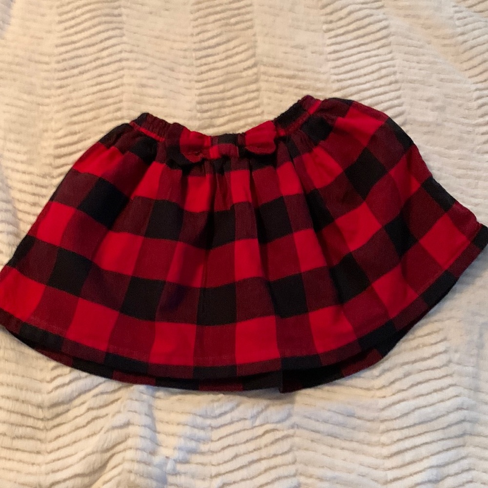 Girls Buffalo plaid flannel skirt with black lining